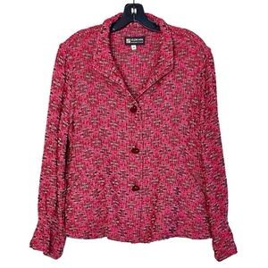 Arlene Wohl Handwoven Wearable Art Jacket Pink Black Geometric M